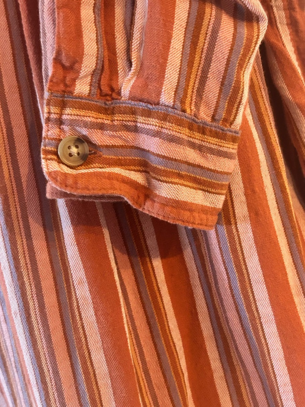 Aeropostale Striped Shirt Jacket in Rust, Cream, and Brown - Picture 4 of 6